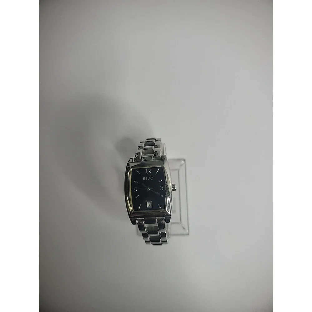 Vintage Relic Womens Wristwatch Watch Black Silver Tone‎ Date Analog